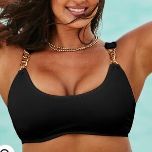 New Chain Strap Underwire Bikini Top Swimsuits For All size 8 black